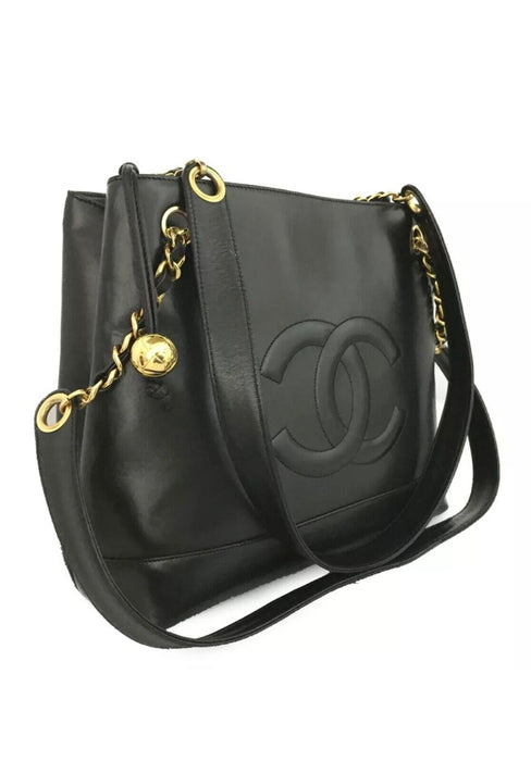 Chanel CC Timeless Lambskin Leather Chain Tote - Black