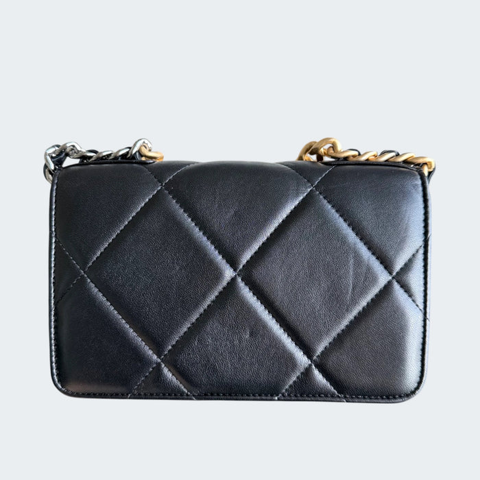 Chanel C19 Wallet on Chain quilted lambskin microchip- Black