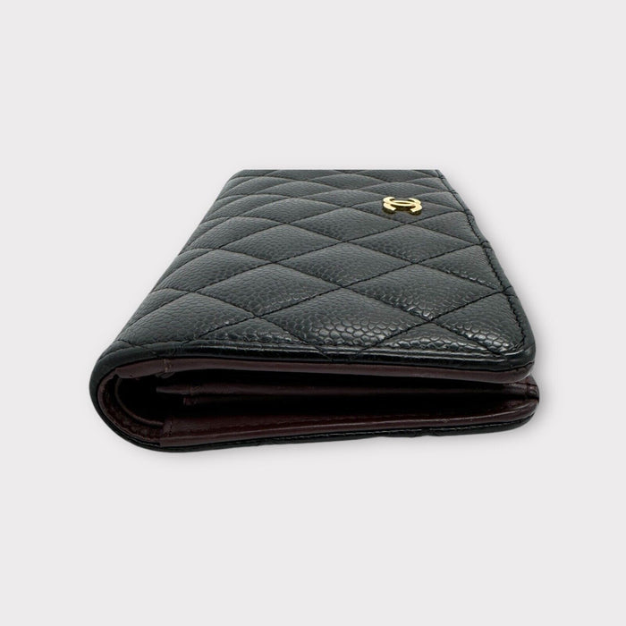 Chanel CC Caviar Leaather Bifold Wallet in Gold Hardware - Black