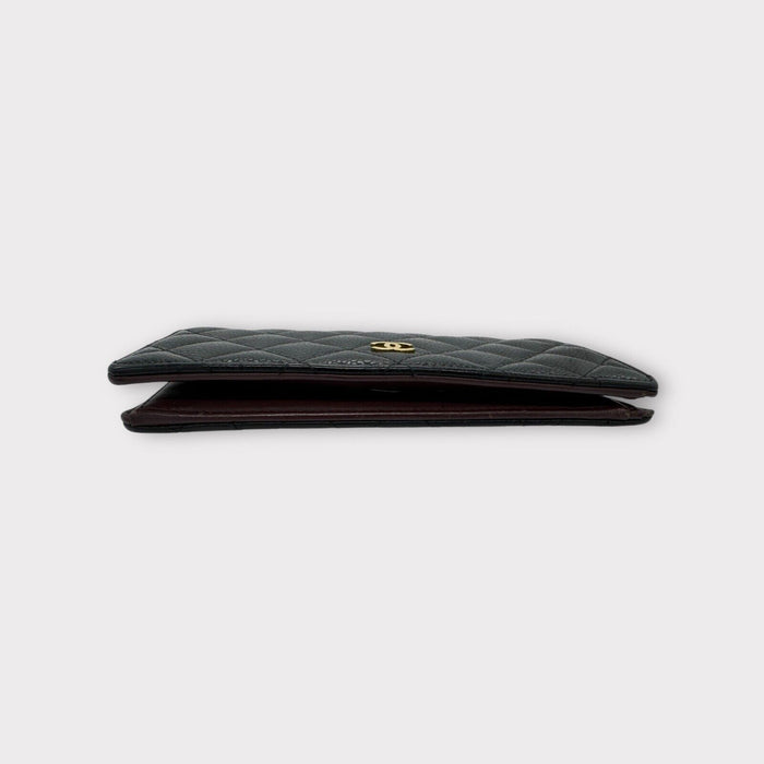 Chanel CC Caviar Leaather Bifold Wallet in Gold Hardware - Black