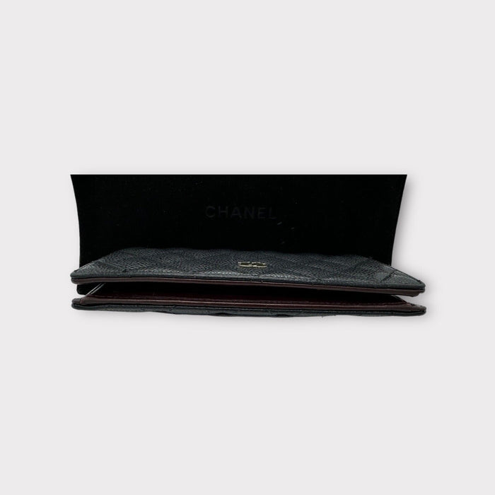 Chanel CC Caviar Leather Bifold Wallet in Silver Hardware