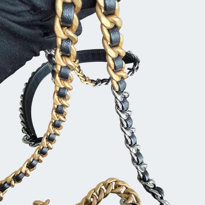 Chanel C19 Wallet on Chain quilted lambskin microchip- Black