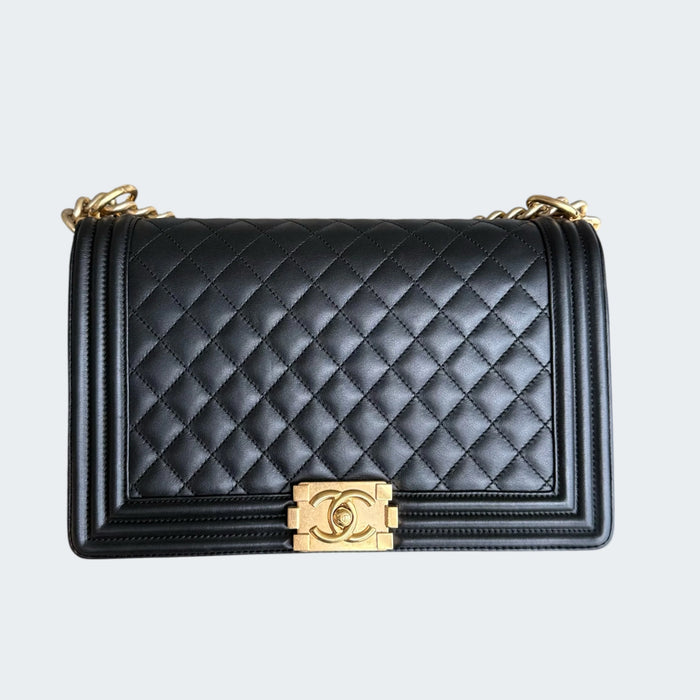 Chanel boy new medium quilted calfskin GHW- Black