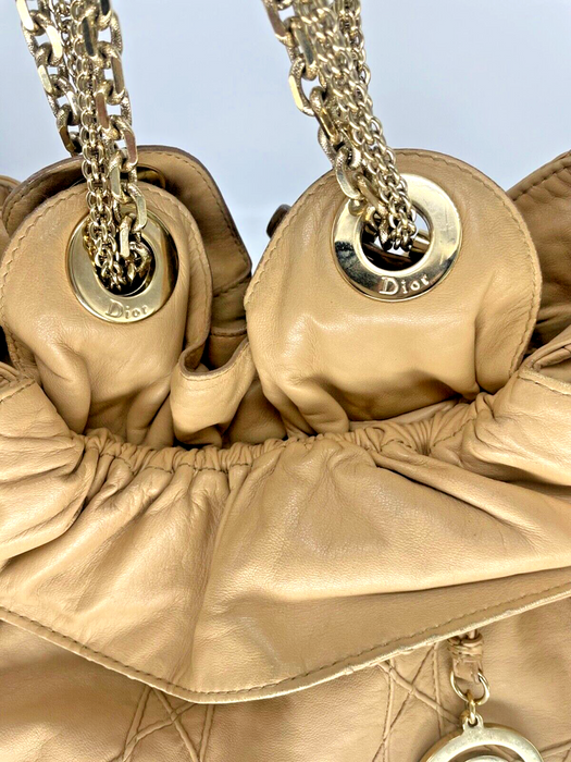 Christian Dior Le Trente Cannage Leather Chain Tote - Beige