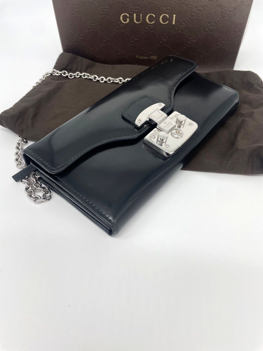 Gucci Lady Lock Calf Skin Wallet on Chain (WOC) - Black
