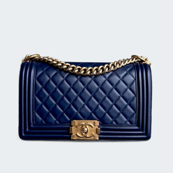 Chanel boy medium lambskin GHW- Blue