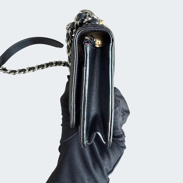 Chanel C19 Wallet on Chain quilted lambskin microchip- Black