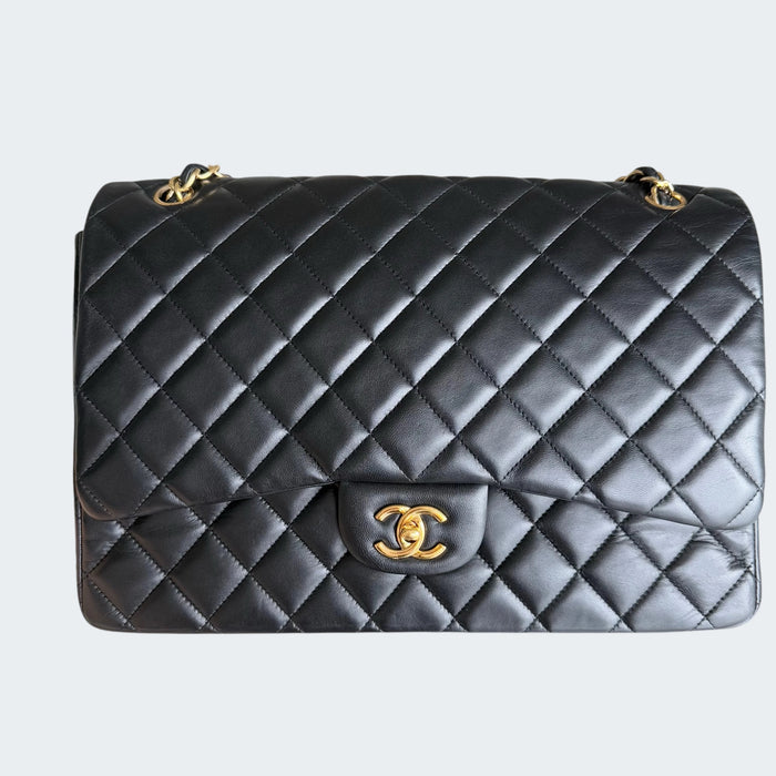 Chanel Classic flap maxi quilted lambskin GHW- Black