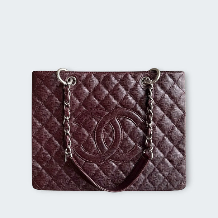 Chanel GST Caviar Silver Hardware Grand Shopping Tote- Burgundy