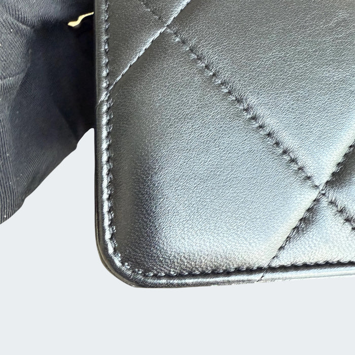 Chanel C19 Wallet on Chain quilted lambskin microchip- Black