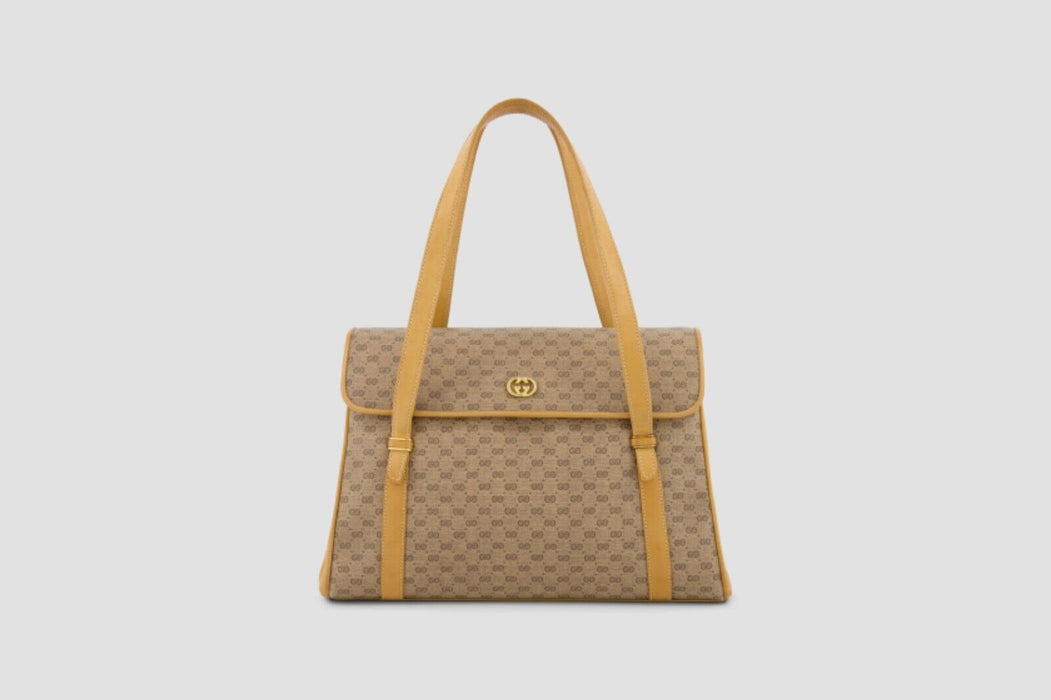 Gucci Micro GG Vintage Canvas/Leather Shoulder Bag - Brown