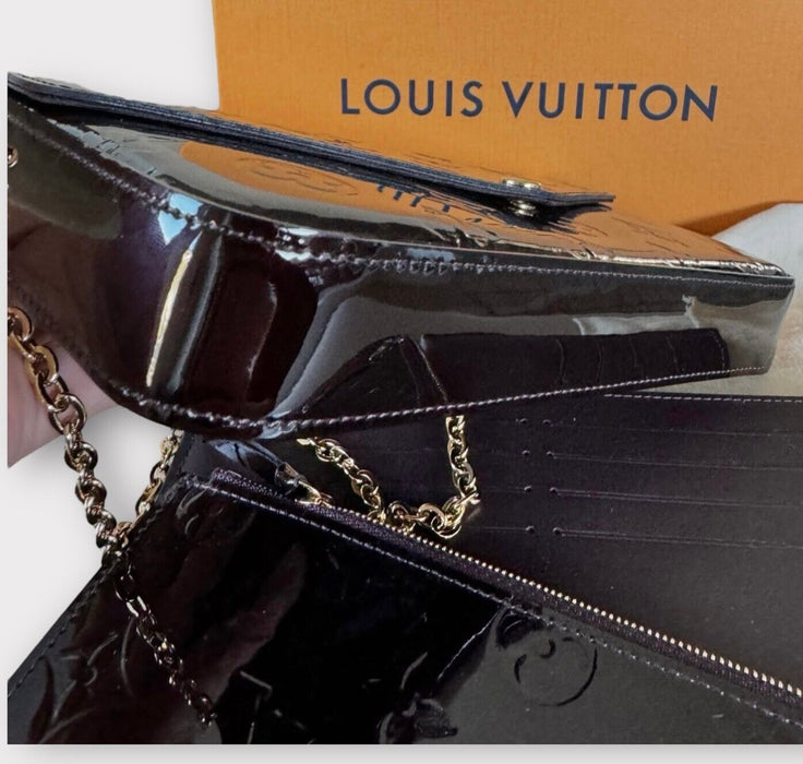 Louis Vuitton Felicie Pochette Vernis chain bag- Burgundy