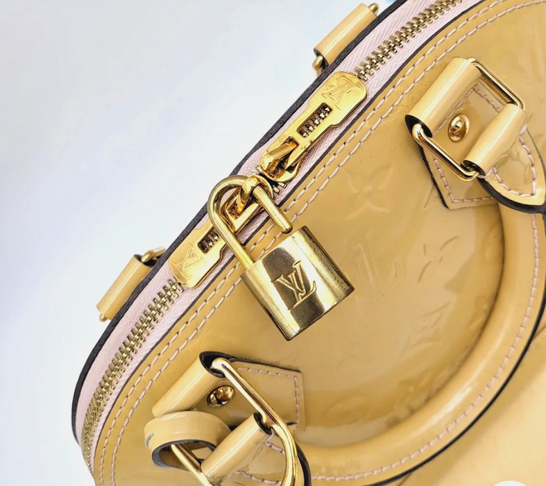 LOUIS VUITTON Citrine Monogram Vernis Alma BB Bag