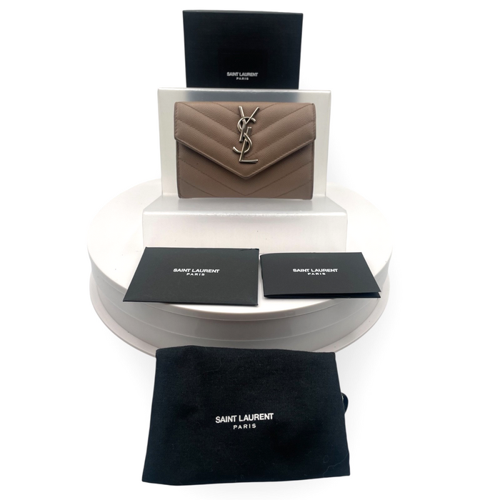 Saint Laurent small envelope wallet in SHW