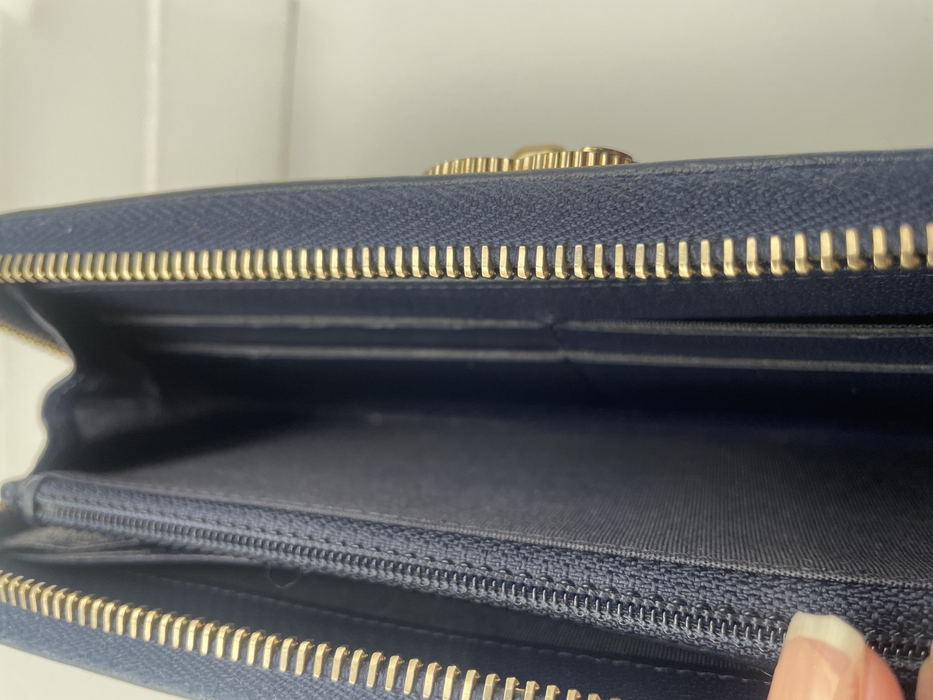 Chanel mademoiselle wallet lambskin navy