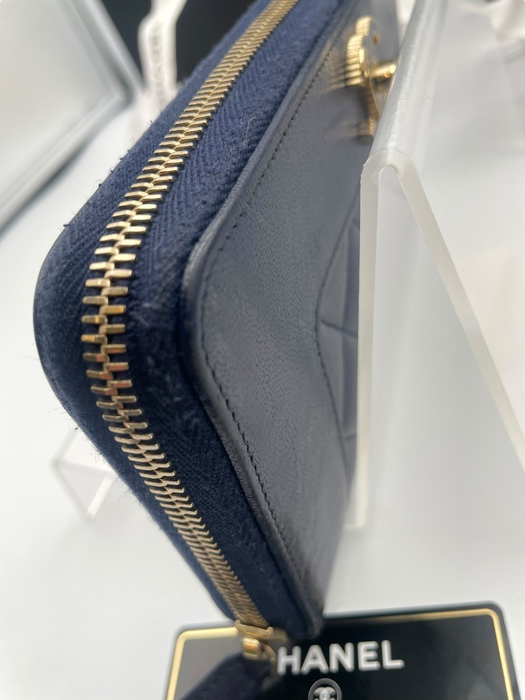 Chanel mademoiselle wallet lambskin navy
