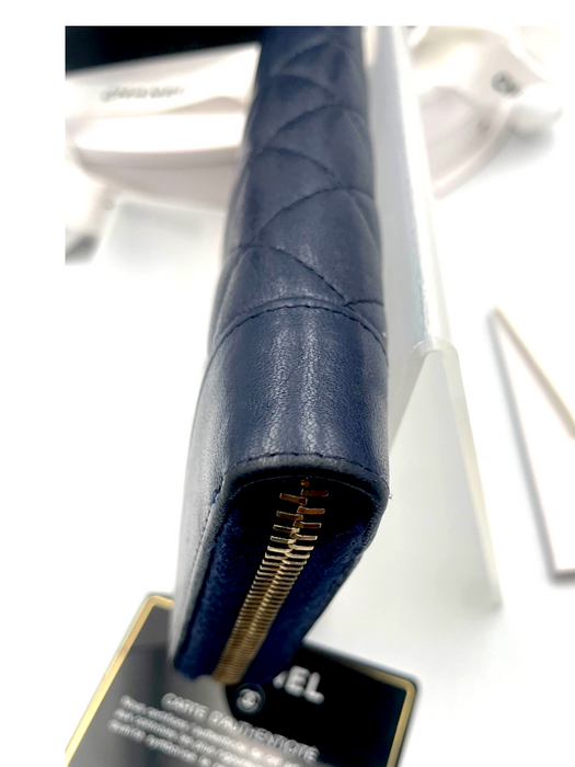 Chanel mademoiselle wallet lambskin navy