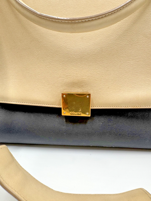 CELINE Tricolor Calfskin Leather And Suede Large Trapeze Bag