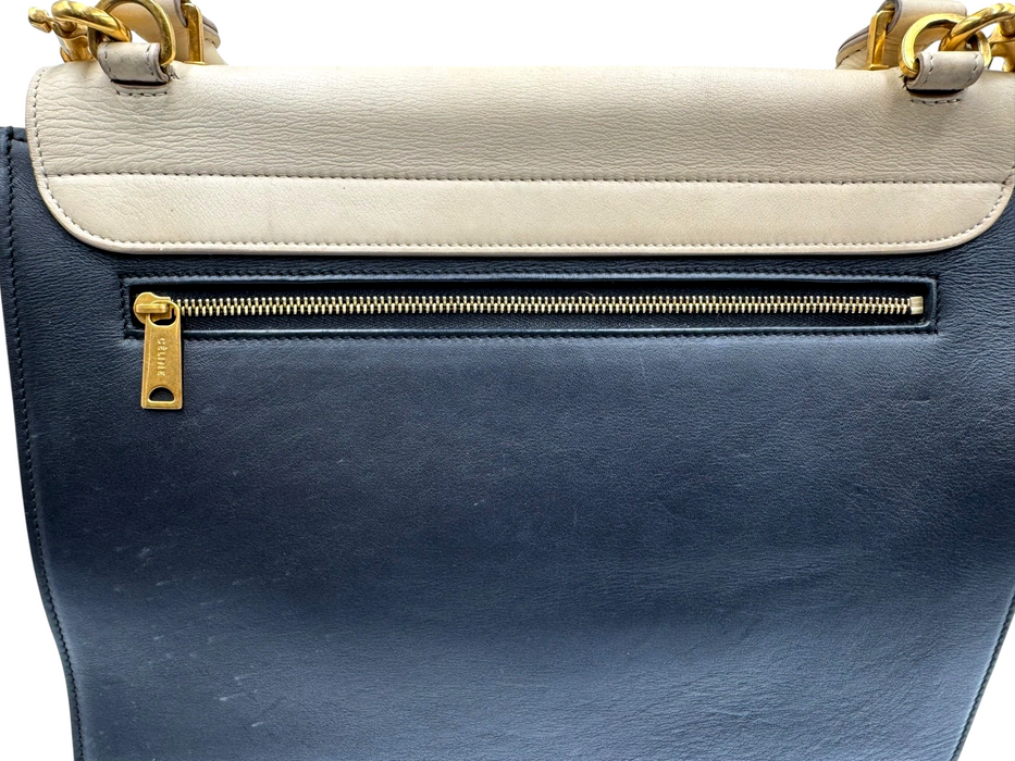 CELINE Tricolor Calfskin Leather And Suede Large Trapeze Bag