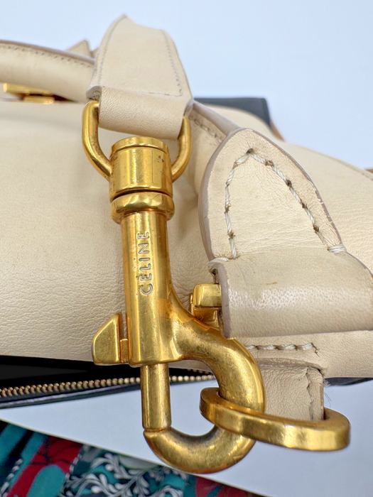 CELINE Tricolor Calfskin Leather And Suede Large Trapeze Bag