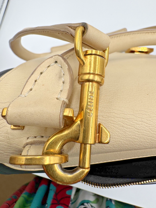 CELINE Tricolor Calfskin Leather And Suede Large Trapeze Bag