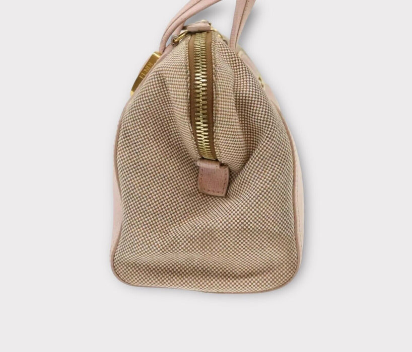 Fendi Vitello elite leather canvas shoulder bag- Pink