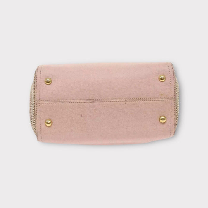 Fendi Vitello elite leather canvas shoulder bag- Pink