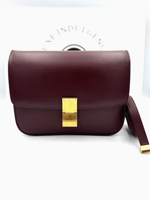 CÉLINE Medium Classic Box leather burgundy Crossbody Bag
