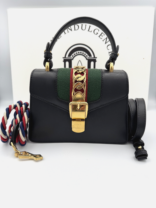 Gucci Sylvie black mini top handle bag