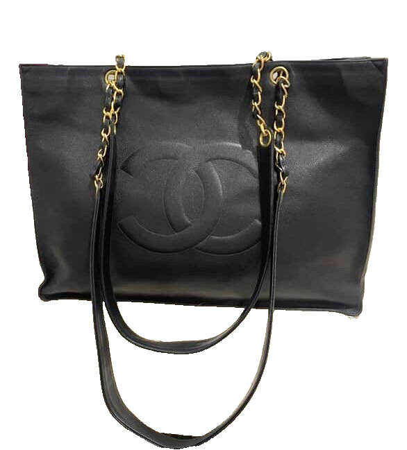 Chanel CC timeless vintage caviar tote black bag
