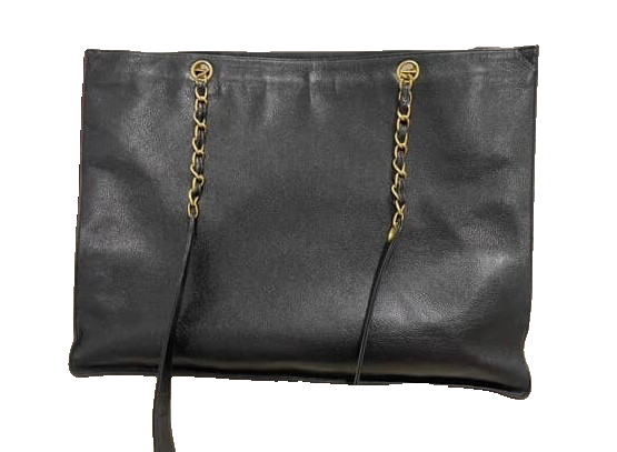 Chanel CC timeless vintage caviar tote black bag