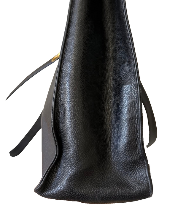 Chanel CC timeless vintage caviar tote black bag