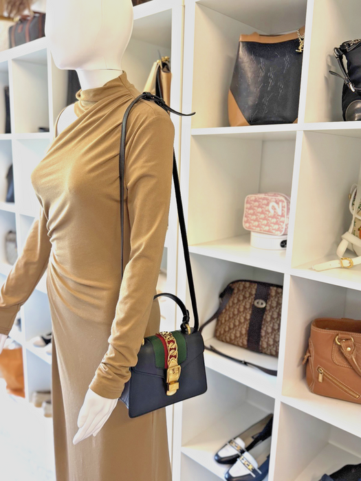 Gucci Sylvie black mini top handle bag