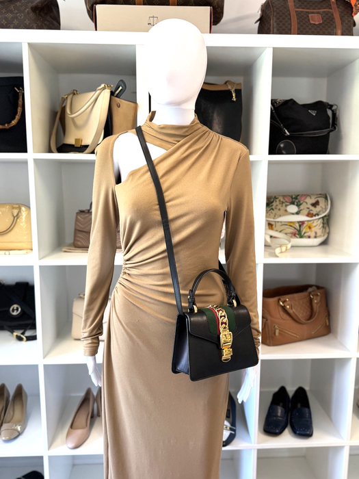 Gucci Sylvie black mini top handle bag