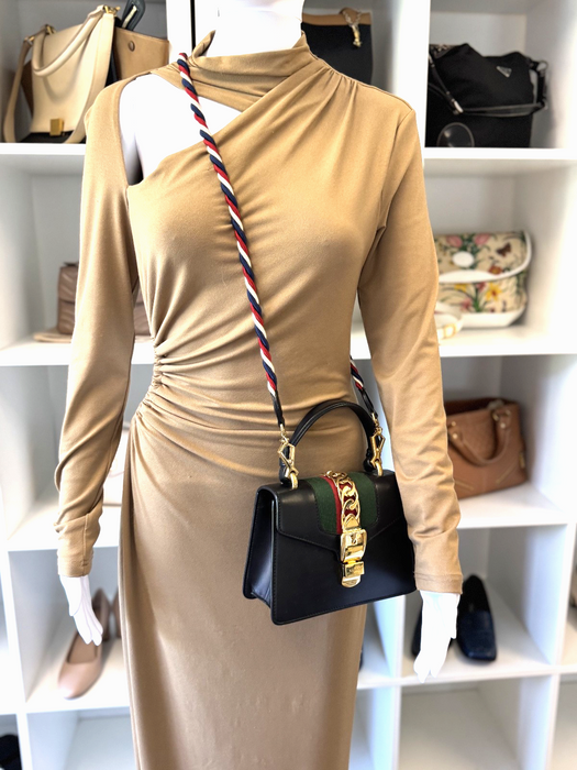 Gucci Sylvie black mini top handle bag