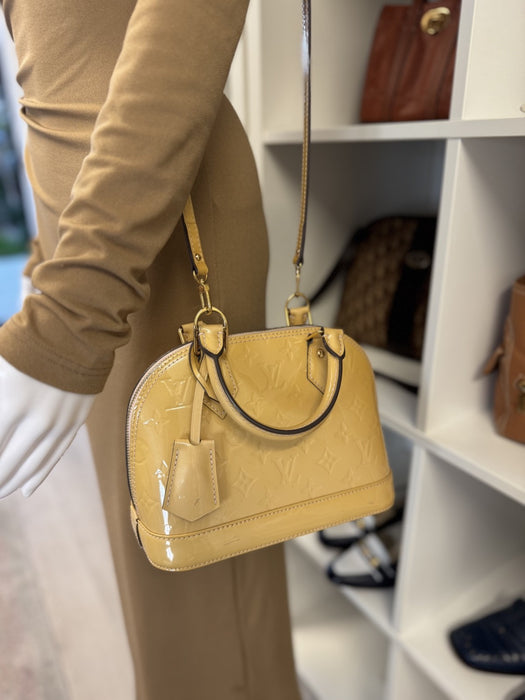 LOUIS VUITTON Citrine Monogram Vernis Alma BB Bag