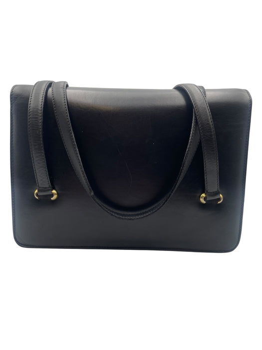 Celine triomphe black vintage leather shoulder bag
