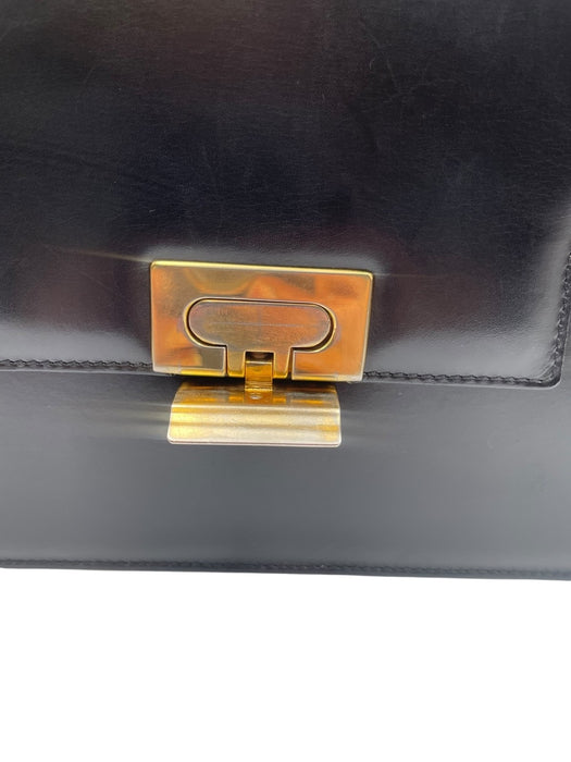 Celine triomphe black vintage leather shoulder bag
