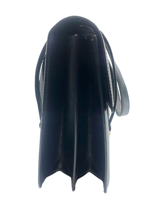 Celine triomphe black vintage leather shoulder bag