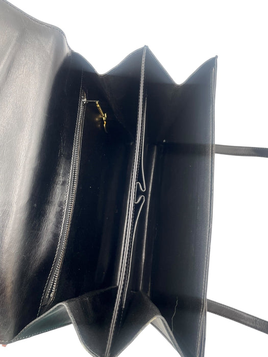 Celine triomphe black vintage leather shoulder bag