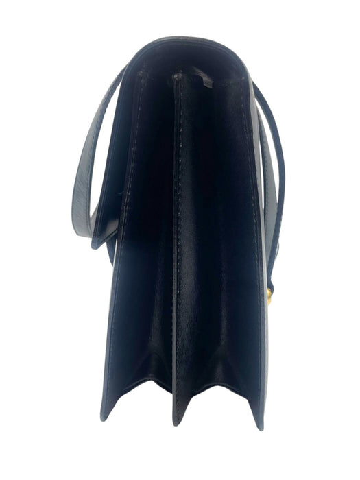 Celine triomphe black vintage leather shoulder bag