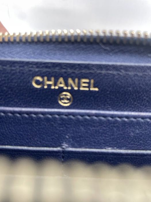 Chanel mademoiselle wallet lambskin navy