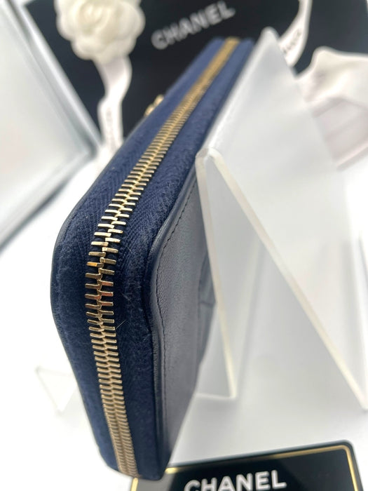 Chanel mademoiselle wallet lambskin navy