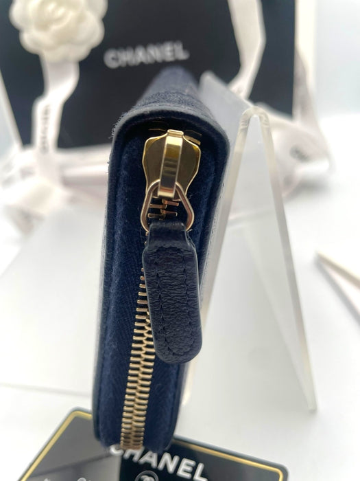 Chanel mademoiselle wallet lambskin navy