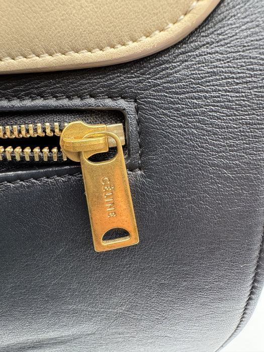CELINE Tricolor Calfskin Leather And Suede Large Trapeze Bag