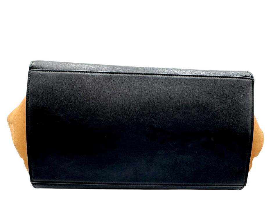 CELINE Tricolor Calfskin Leather And Suede Large Trapeze Bag