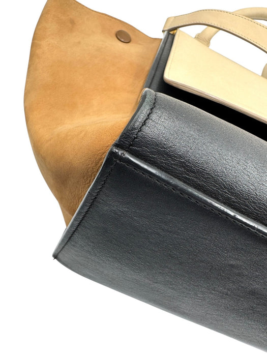 CELINE Tricolor Calfskin Leather And Suede Large Trapeze Bag