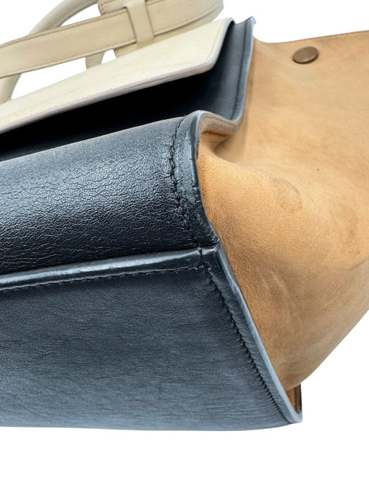CELINE Tricolor Calfskin Leather And Suede Large Trapeze Bag