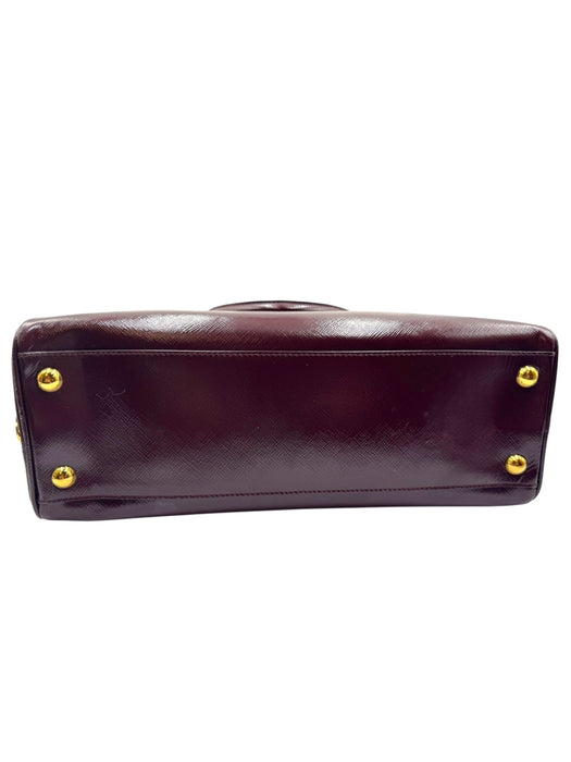 Prada Saffiano Vernice Pyramid Frame Bag- Burgundy
