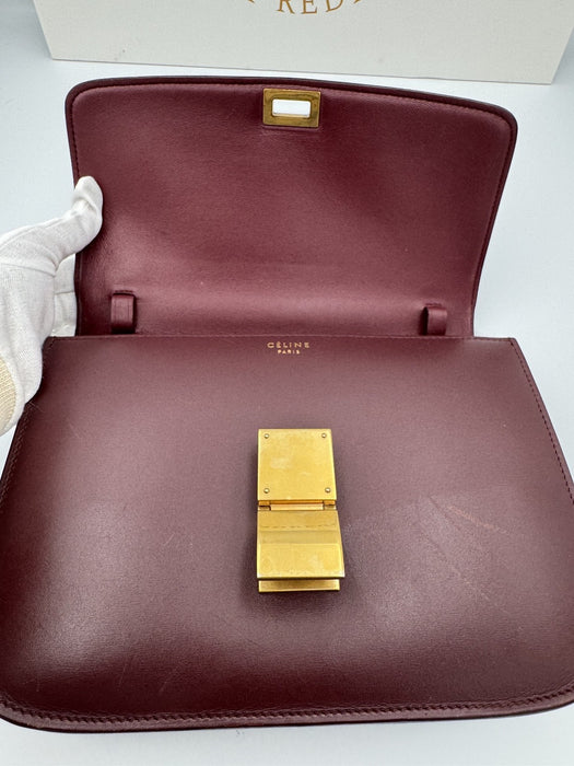 CÉLINE Medium Classic Box leather burgundy Crossbody Bag